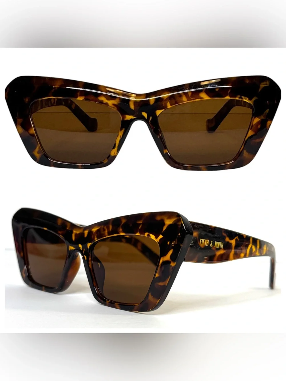 FIFTH & NINTH Kenna Sunglasses NEW With Case Tortoise Brown Cat Eye